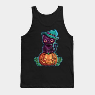 Ferociously Cute Halloween Vampire Witch Kitty Cat Tank Top